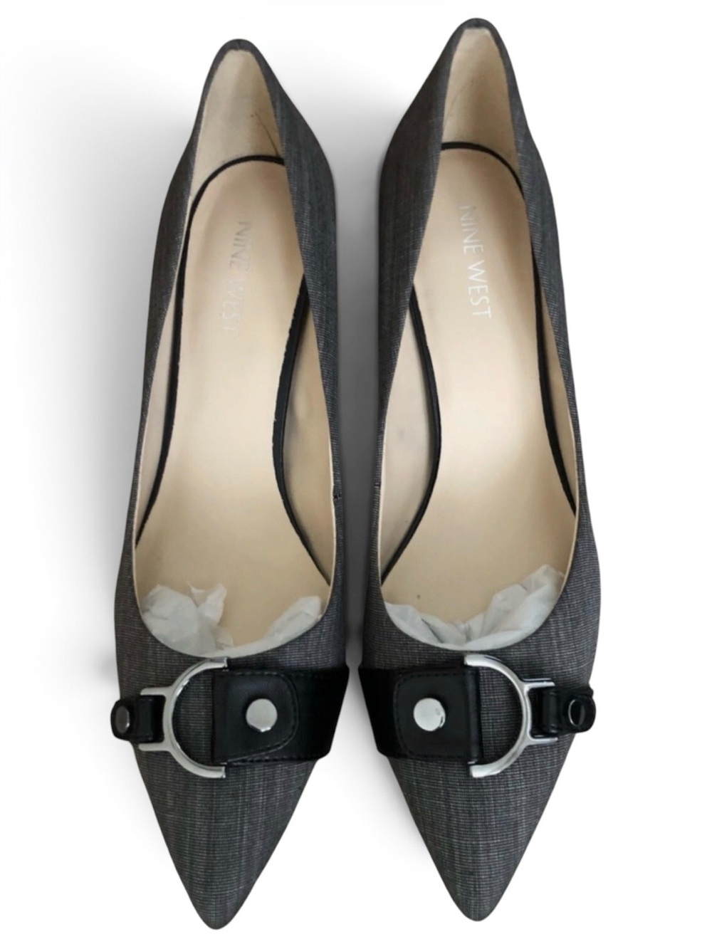 Nine West Charcoal Pointed-Toe Buckle Pumps 8 1/2 M review picture